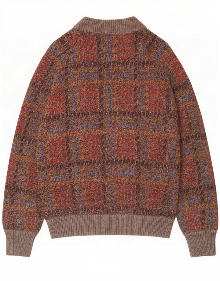 Vintage herre cardigan sweater medium flerfarvet ternet