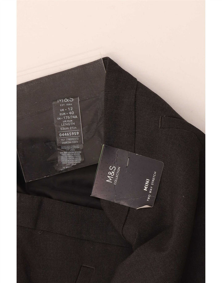 Marks & Spencer Mininederdel til kvinder UK 12 Medium W30 Grå polyester