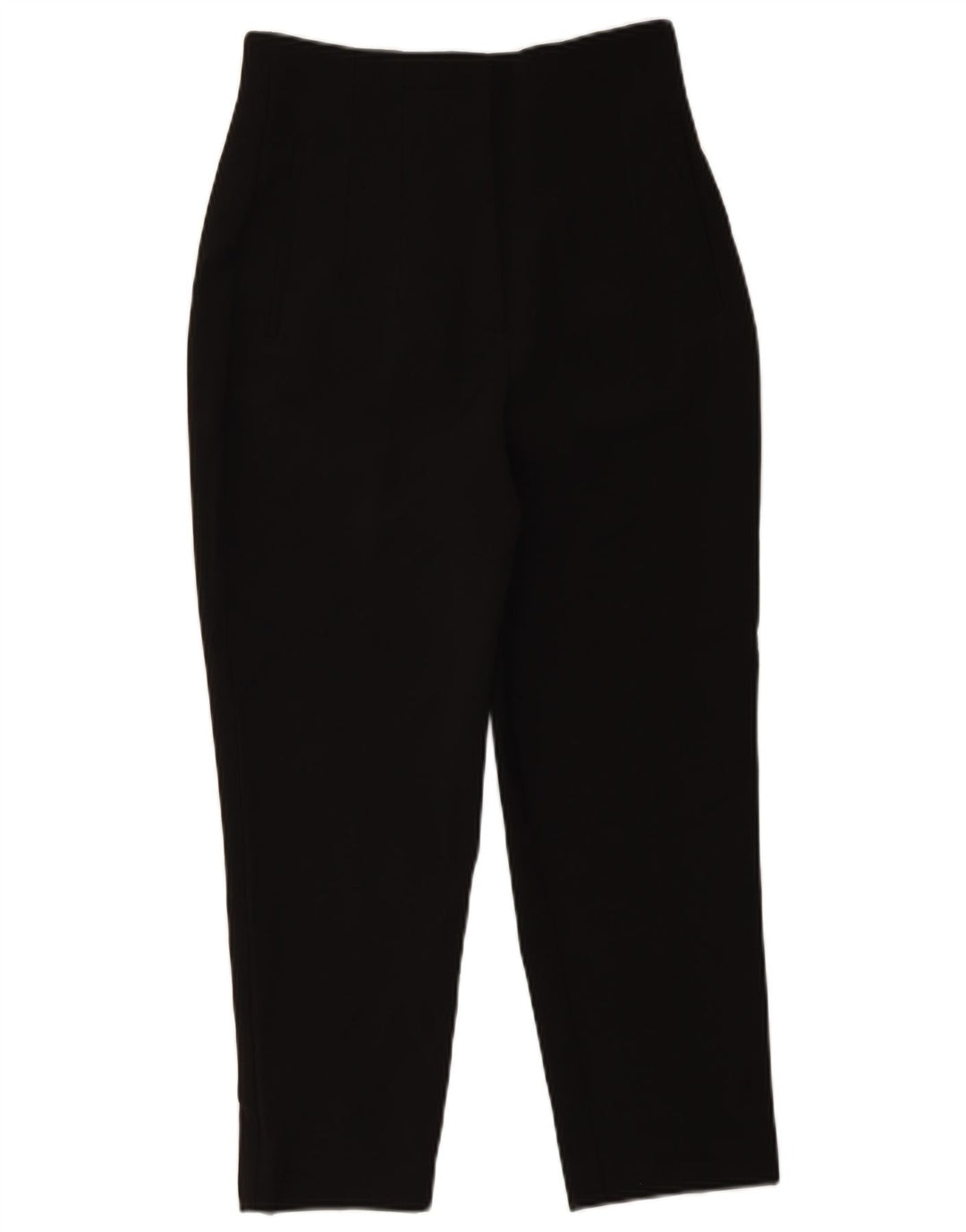 Zara Womens High Waist Cropped Trousers Medium W28 L25 Sort Polyester