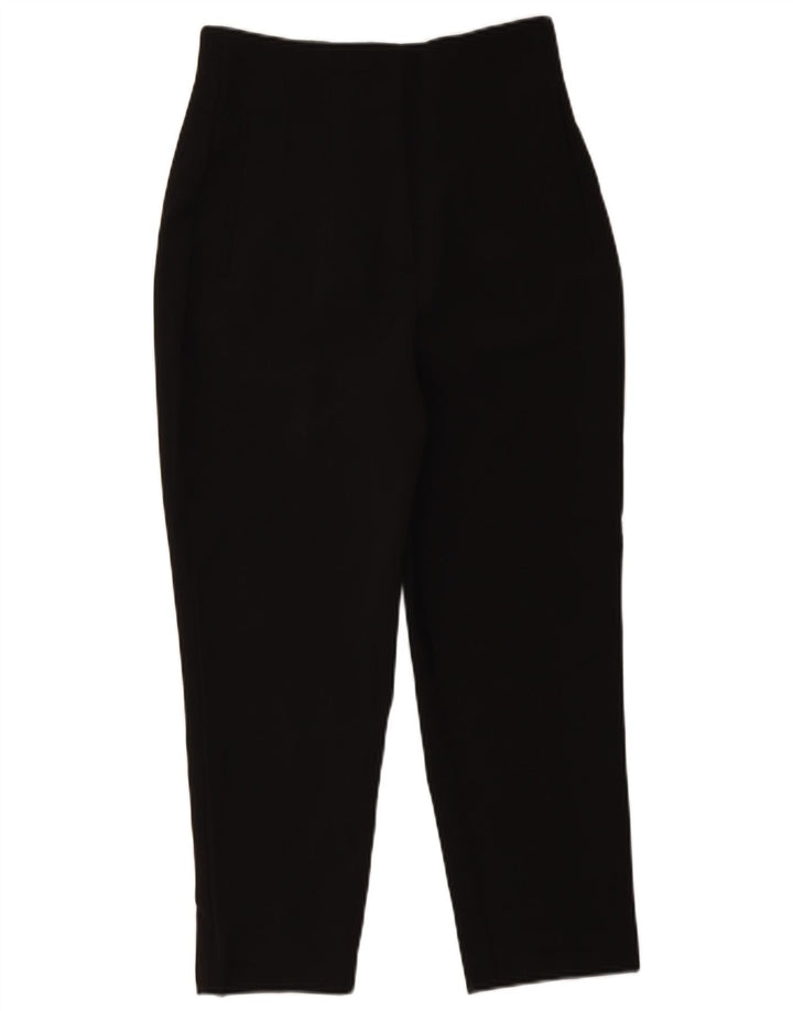 Zara Womens High Waist Cropped Trousers Medium W28 L25 Sort Polyester