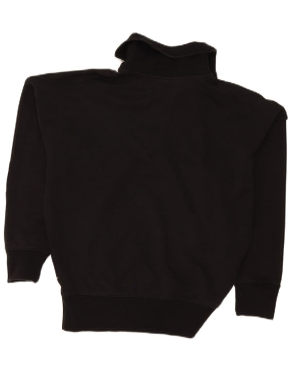 Adidas Dame Oversized Grafisk Zip Neck Sweatshirt Jumper UK 8 Small Black