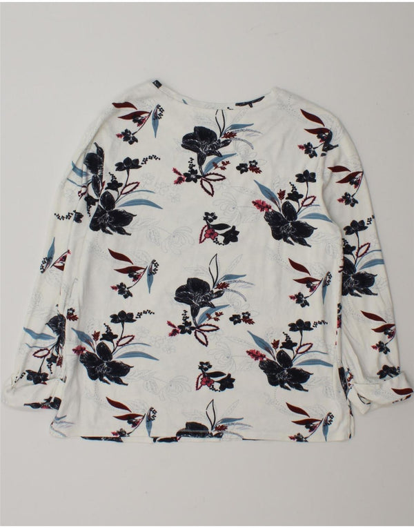 Marks & Spencer Dametop Langærmet UK 12 Medium White Floral Viscose