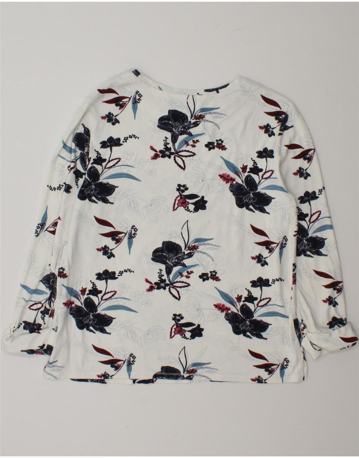Marks & Spencer Dametop Langærmet UK 12 Medium White Floral Viscose