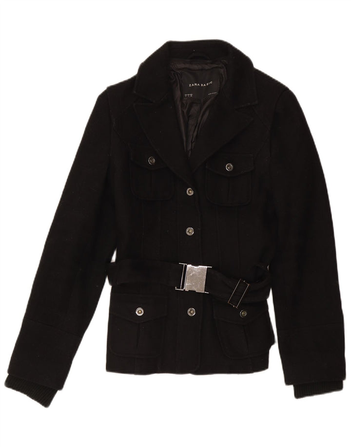 Zara Womens Utility Jacket UK 10 Small Black Polyester