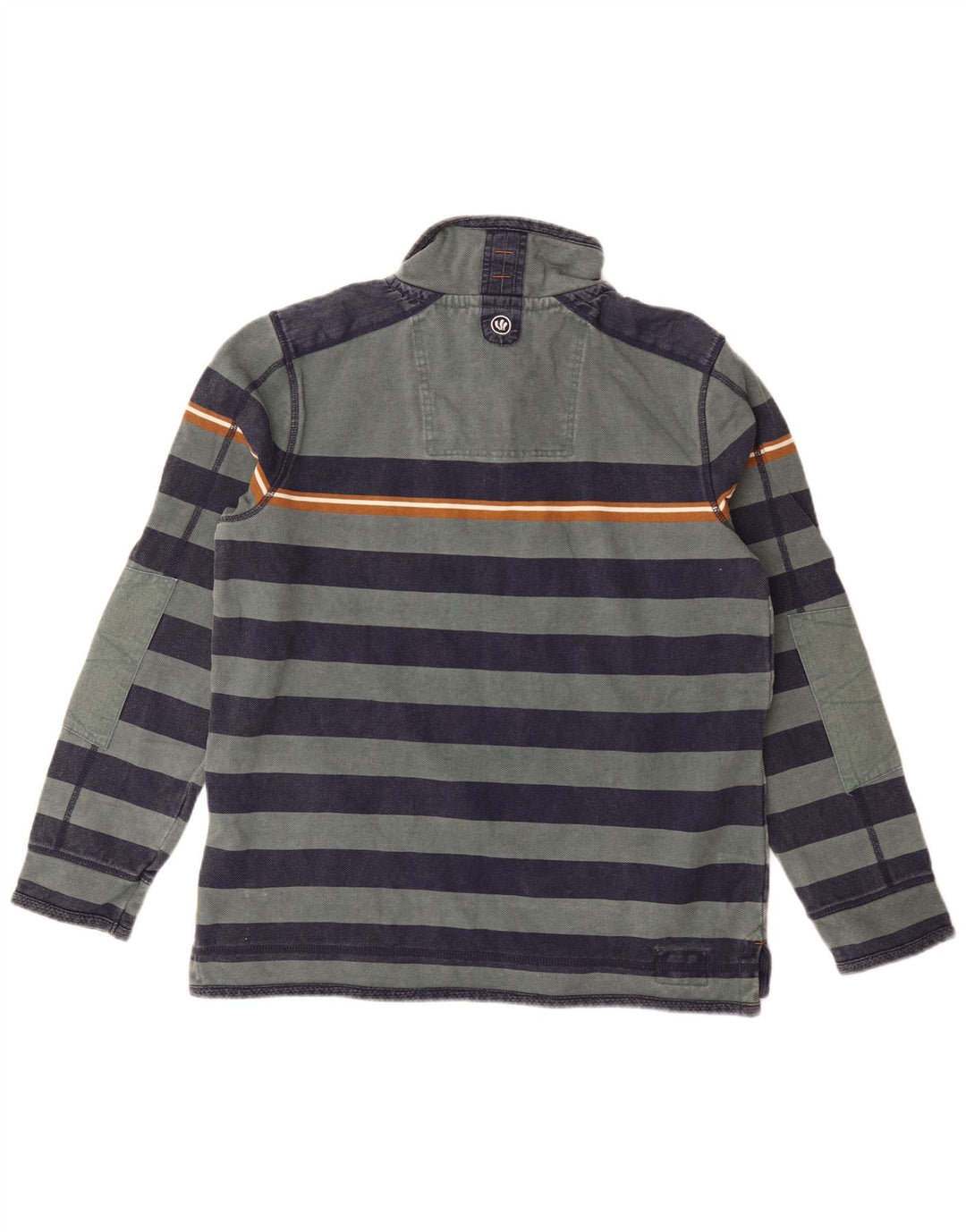Fedt ansigt herre lynlås-hals sweater jumper mellemgrøn stribet bomuld