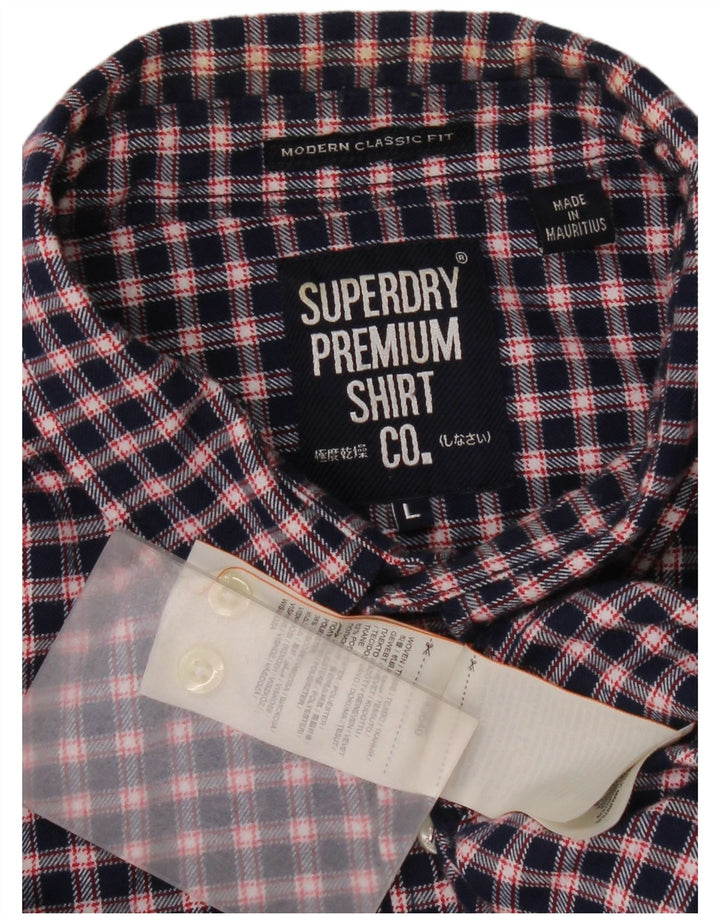 Superdry Herre klassisk pasform flannelskjorte Stor marineblå ternet polyester