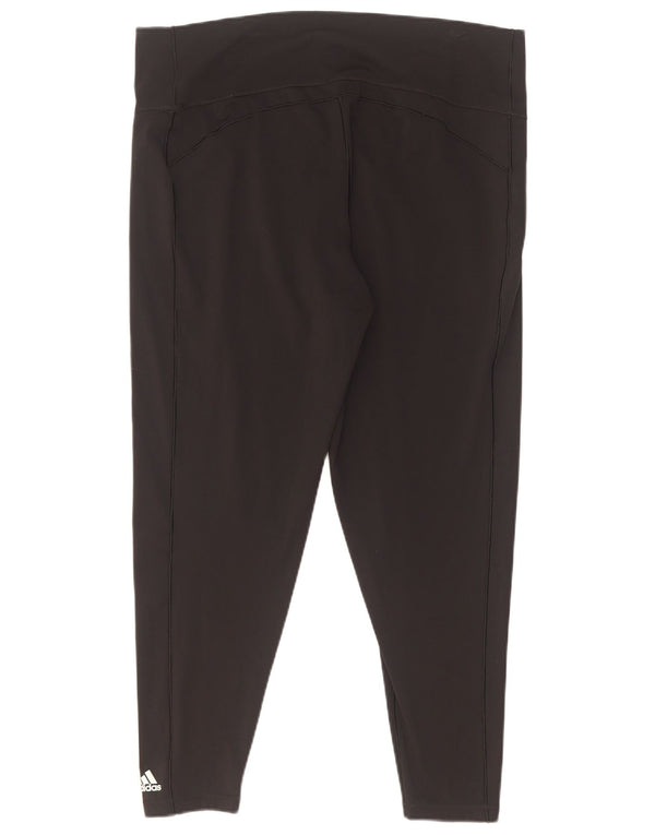 Adidas Womens Crop Leggings UK 24/26 2XL Sort Nylon