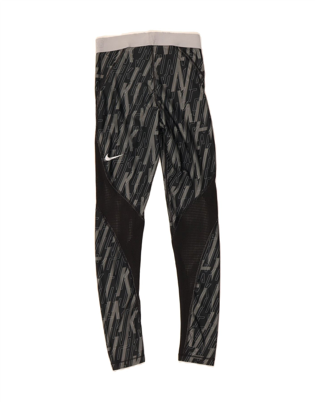 NIKE Womens Abstract Pattern Leggings UK 4 XS  Black Polyester Vintage Nike and Second-Hand Nike from Messina Hembry 
