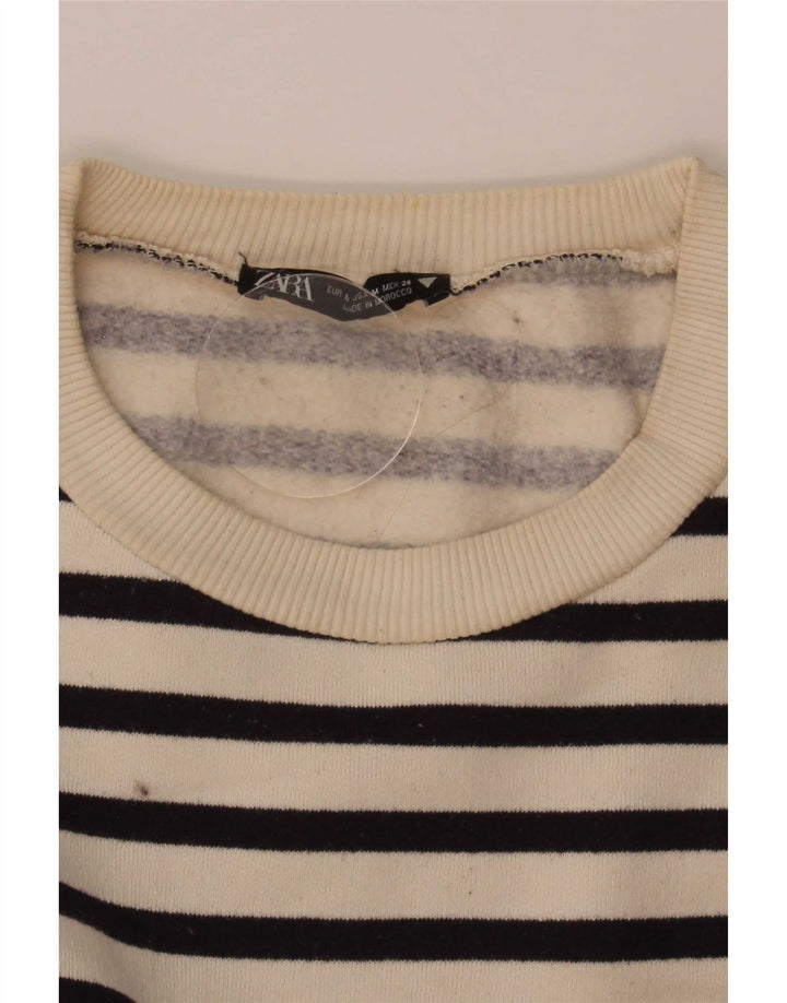 Zara Dame Oversized Sweatshirt Jumper UK 14 Medium Off White Stribet