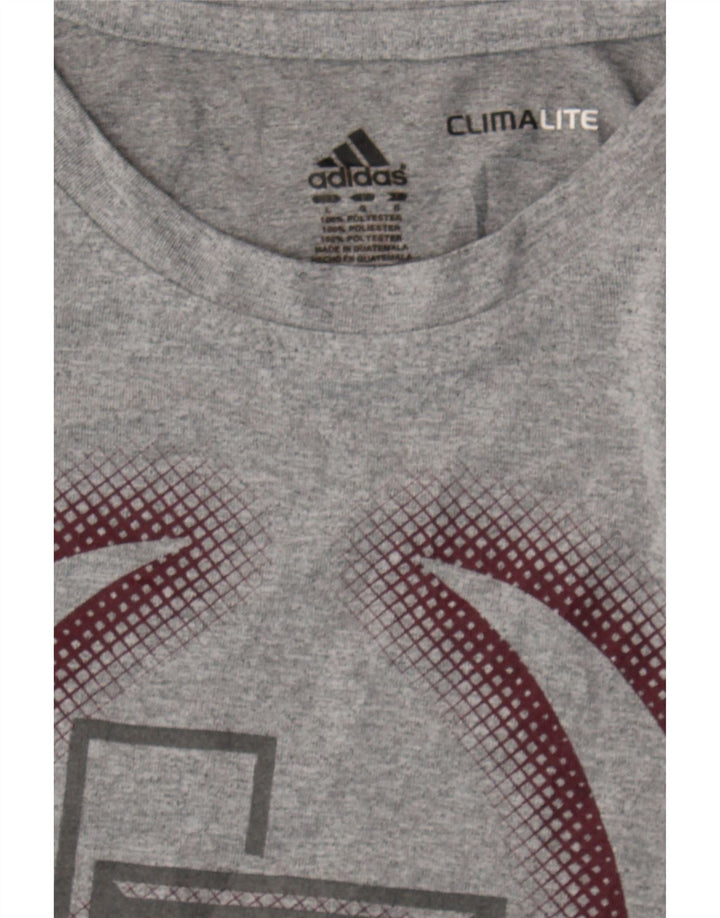 ADIDAS Mens Climalite Graphic T-Shirt Top Large Grey Polyester Vintage Adidas and Second-Hand Adidas from Messina Hembry 