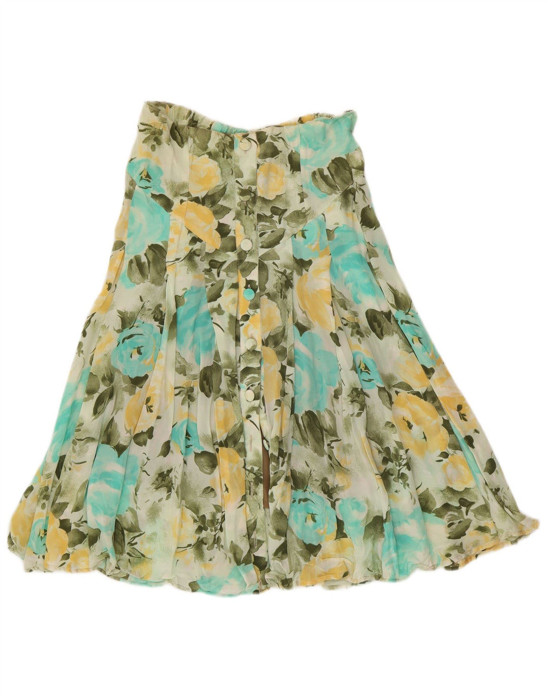 MARIA GRAZIA SVERI Dame Flared Skirt IT 42 Medium W30 Green Floral