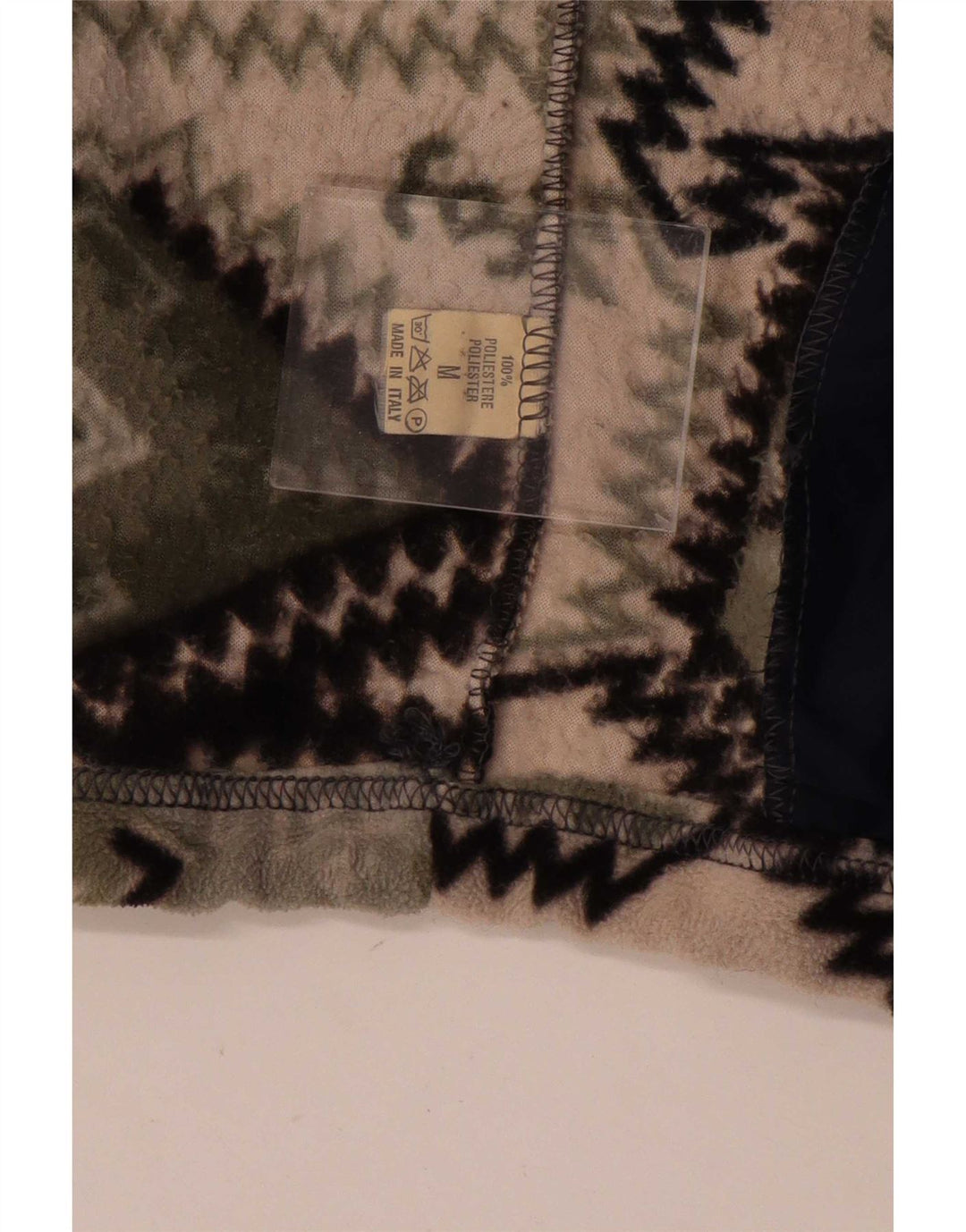 Vintage fleecejakke til mænd UK 38 Mellemgrøn geometrisk polyester