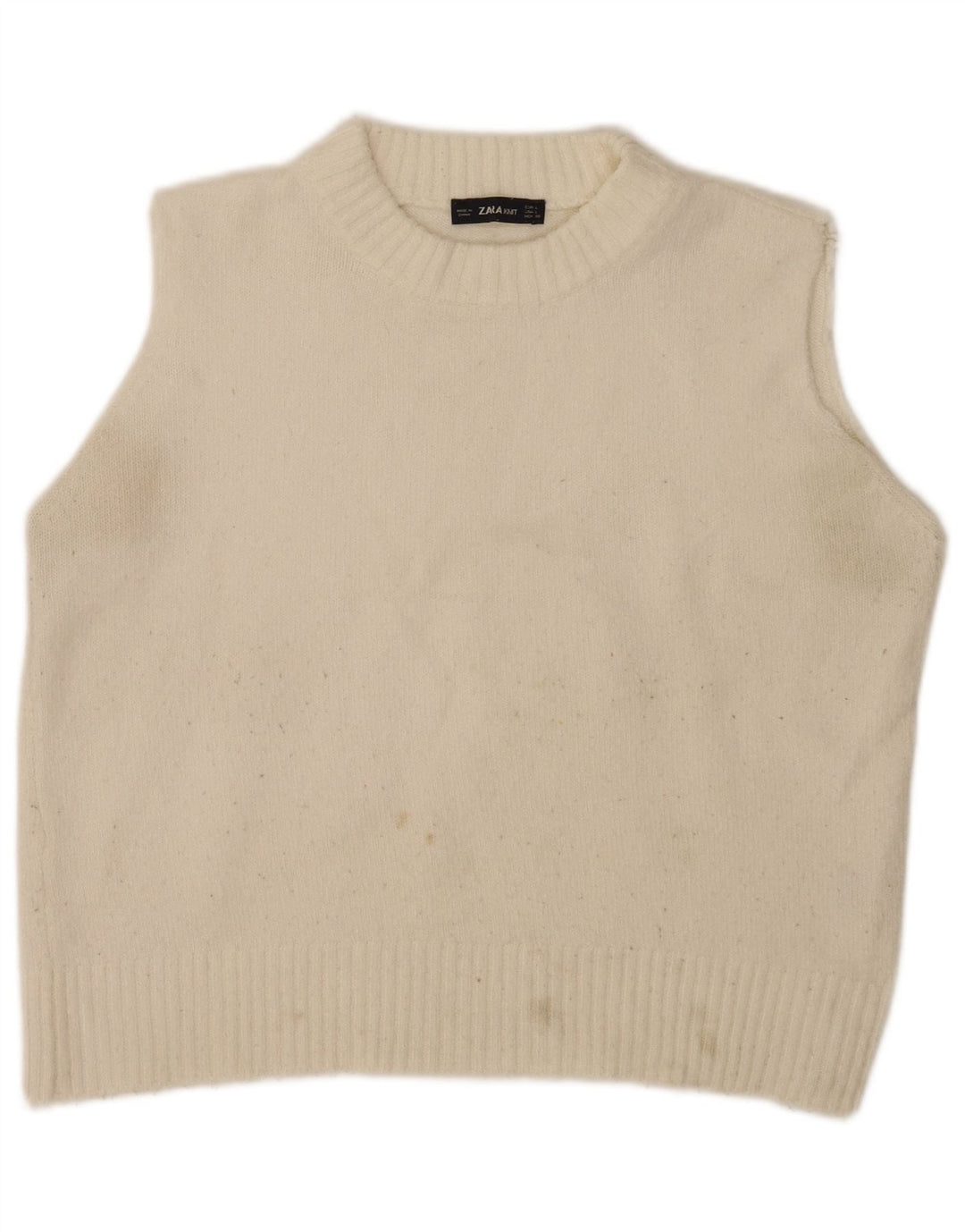 Zara Dame Crop Vest Tank Top UK 16 Large Off White