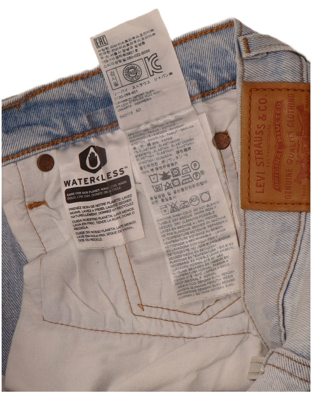 Levi's Dame 501 Straight Jeans W26 L28 Blå Bomuld