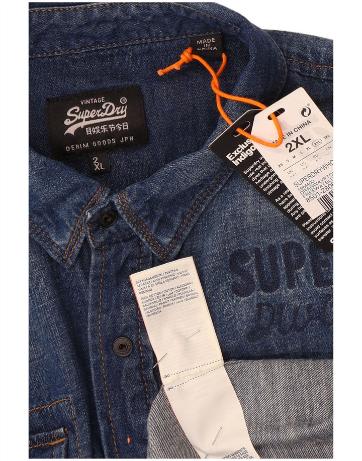 Superdry denimskjorte til mænd 2XL blå bomuld