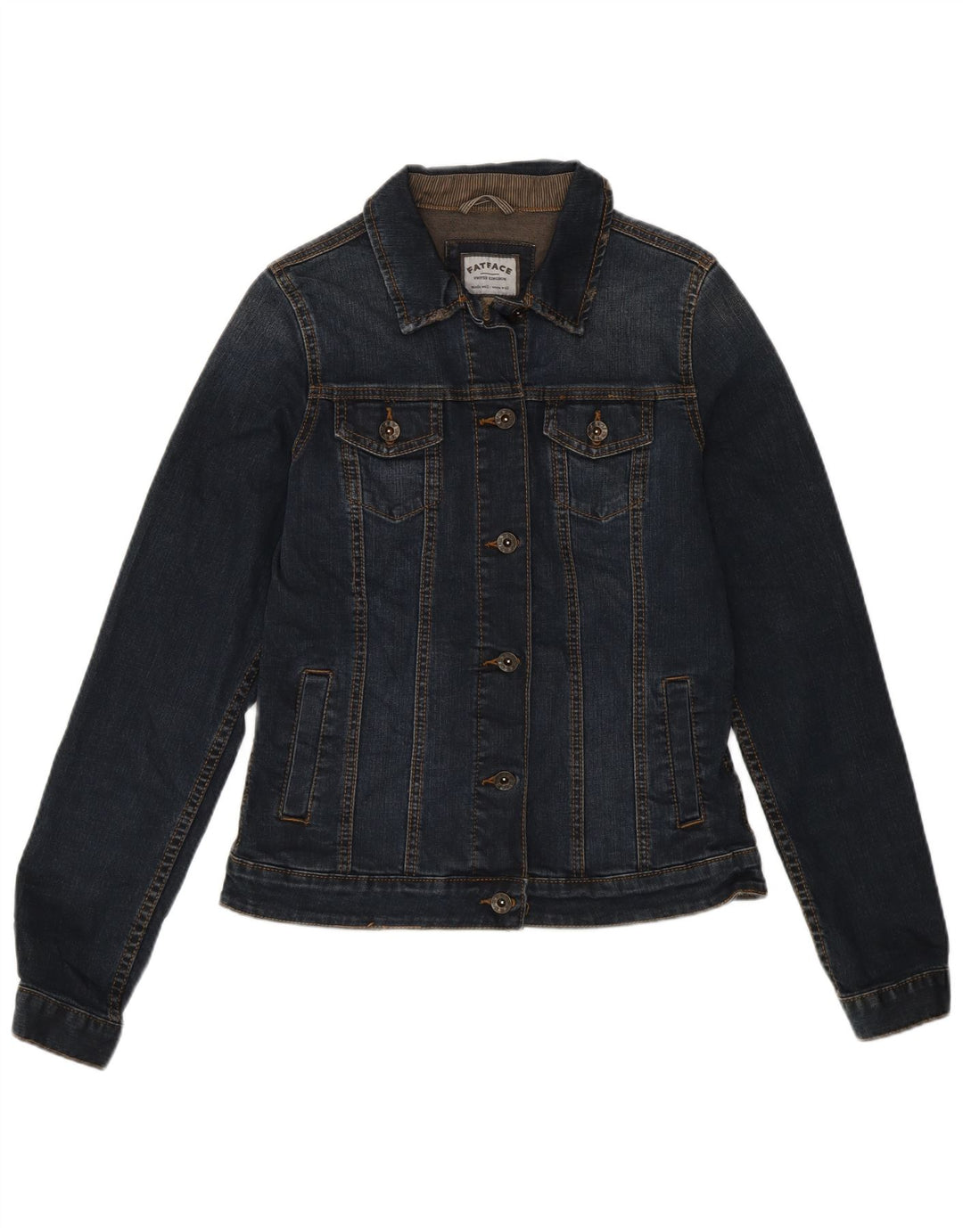 Fat Face Dame Denim Jacket UK 10 Small Navy Blue Cotton