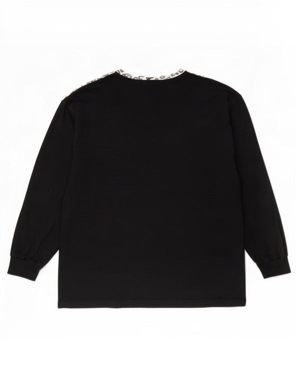 Adidas Dame Top Langærmet UK 12/14 Medium Black Animal Print Bomuld