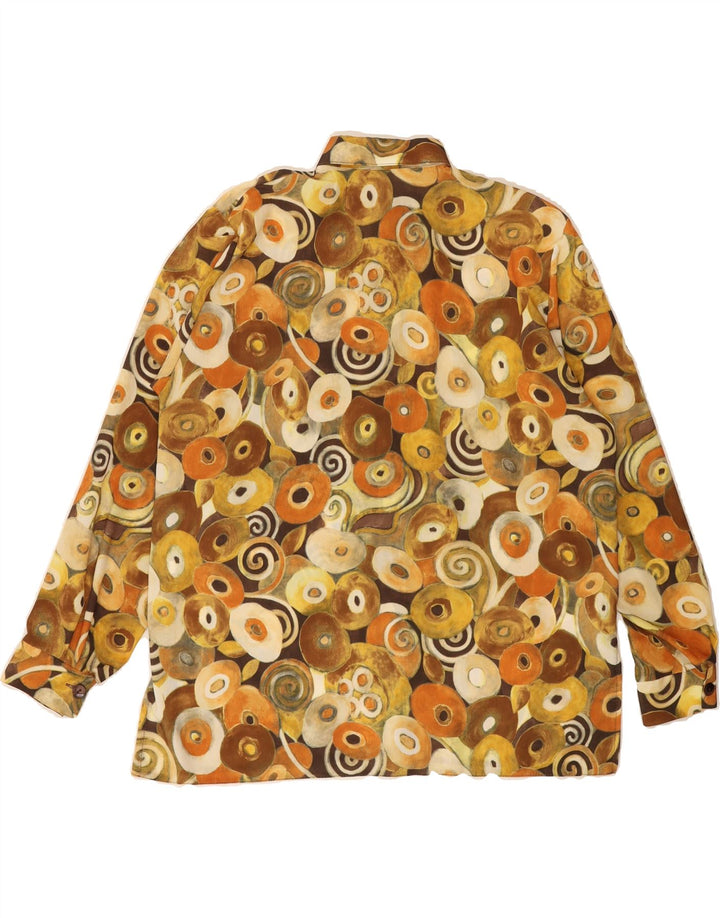 CLOVER Womens Shirt Blouse UK 14 Large Beige Geometric Polyester Vintage Clover and Second-Hand Clover from Messina Hembry 