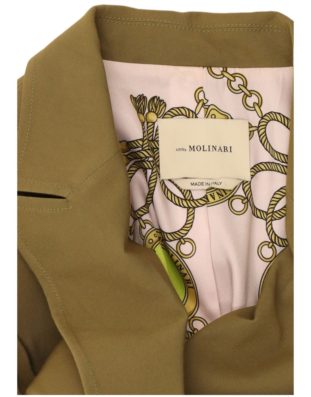 Anna Molinari Dame Dobbeltradet Blazer Jacket UK 10 Small Khaki