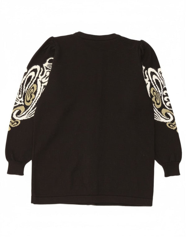 Vintage dame cardigan sweater EU 38/40 Medium Sort Paisley Akryl