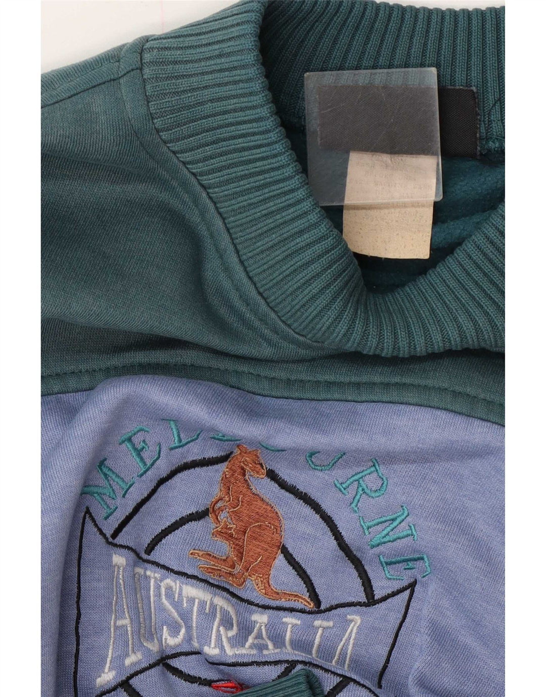 Vintage herre grafisk sweatshirt jumper XL Grøn Colourblock Polyester