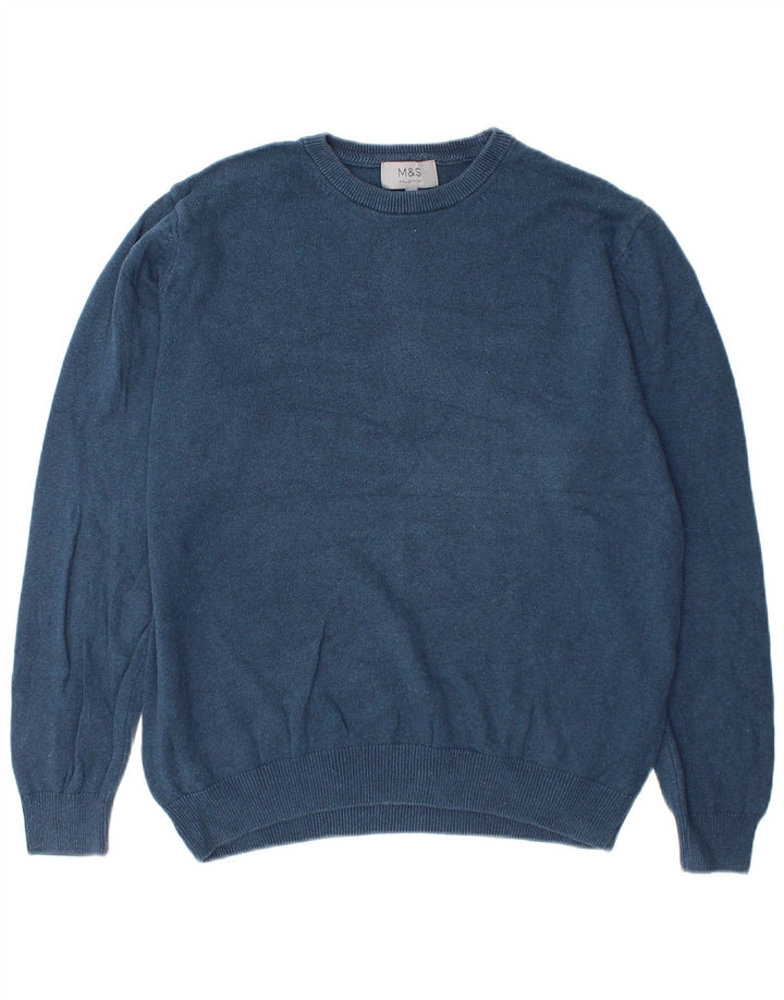 Marks & Spencer Herre sweater med rund hals, stor marineblå bomuld