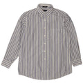 Chaps Herre Classic Fit skjorte str. 16 Stor hvid stribet bomuld