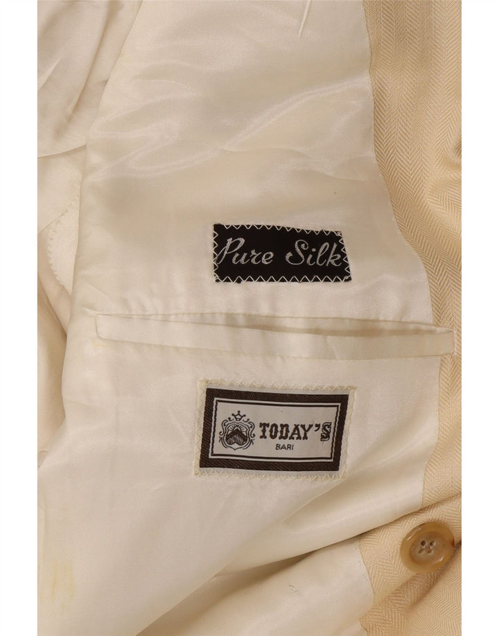 Vintage Herre 2-delt jakkesæt Large W34 L30 Beige Silke