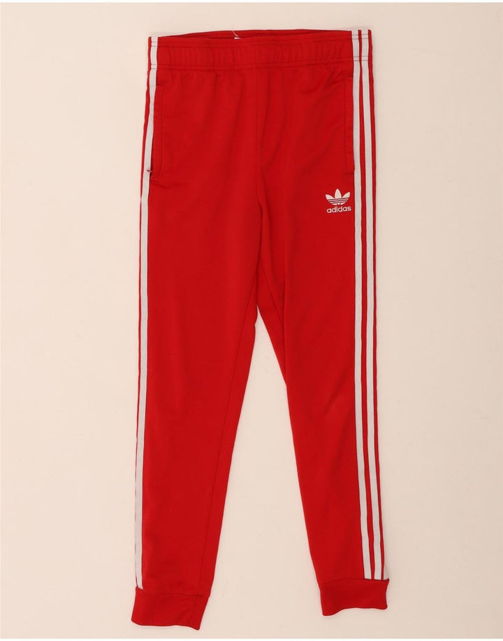 ADIDAS Boys Tracksuit Trousers Joggers 12-13 Years  Red Polyester
