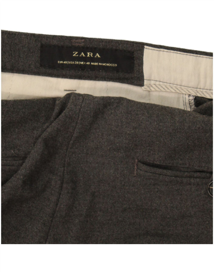 Zara Herre Slim Chino Bukser EU 40 Medium W30 L29 Grå Flecked