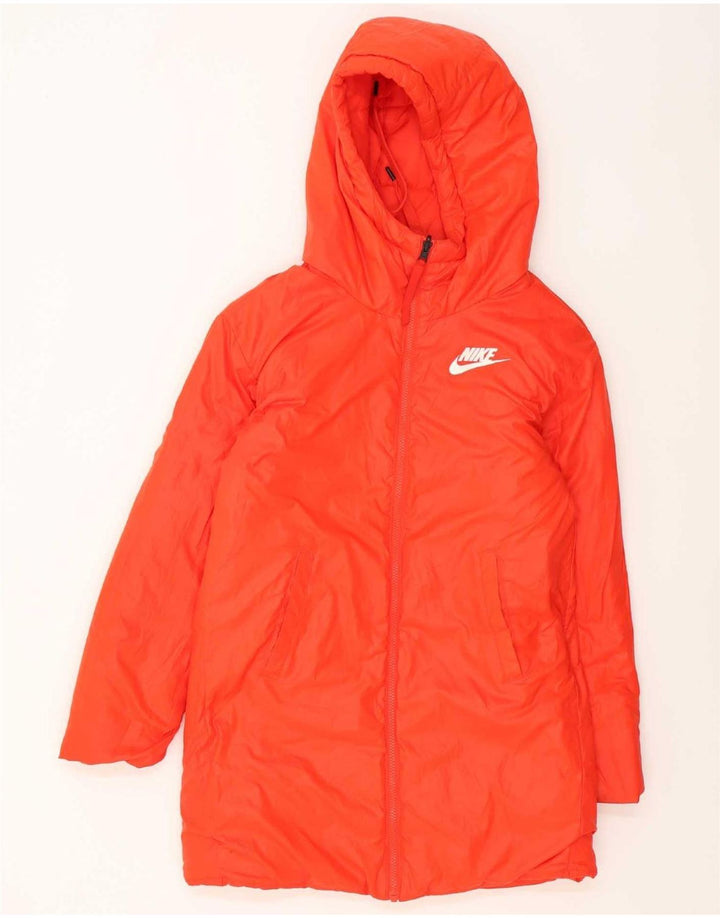 Nike Dame Oversized grafisk vendbar polstret frakke UK 10 Small Orange