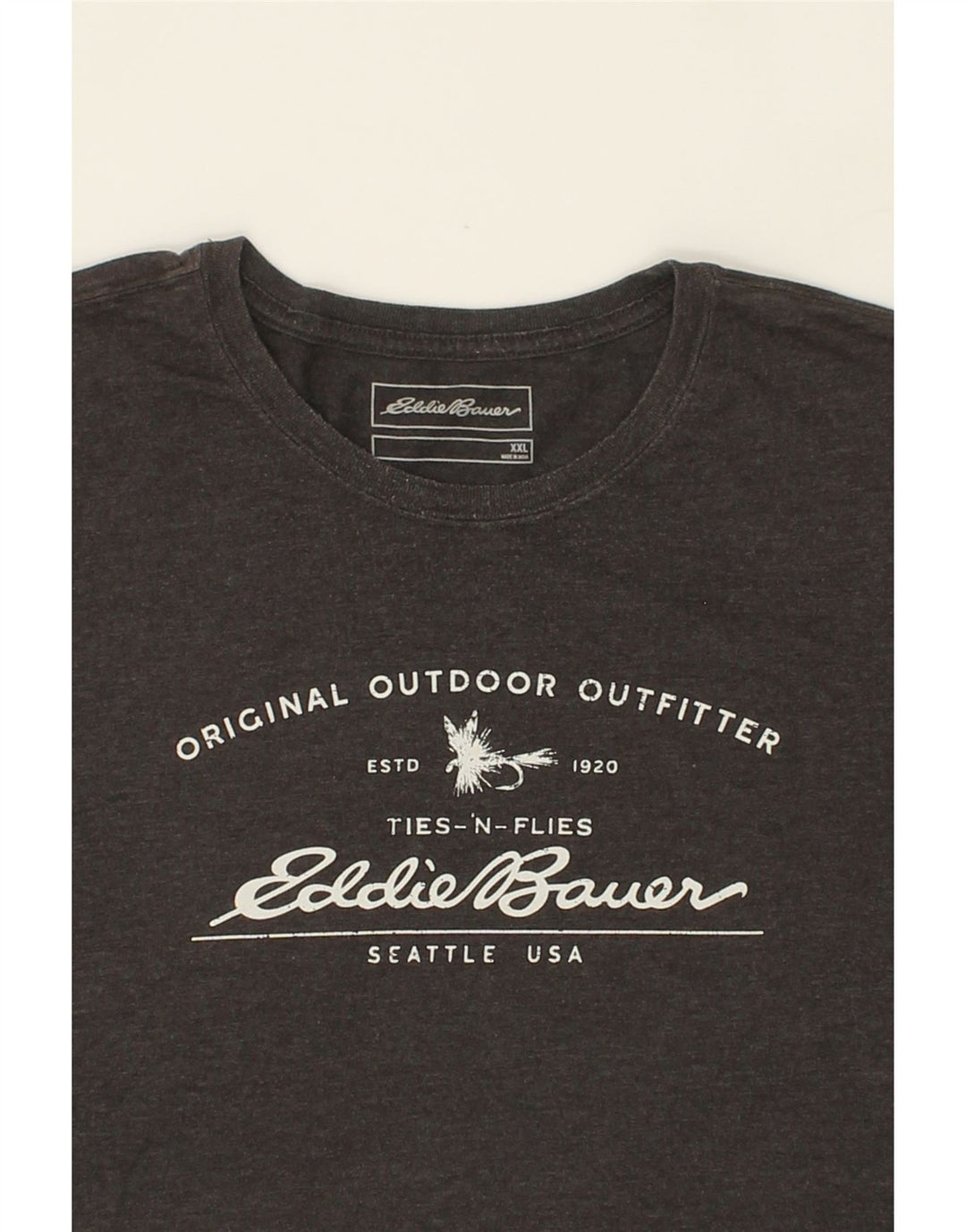EDDIE BAUER Herre Grafisk T-Shirt Top 2XL Grå