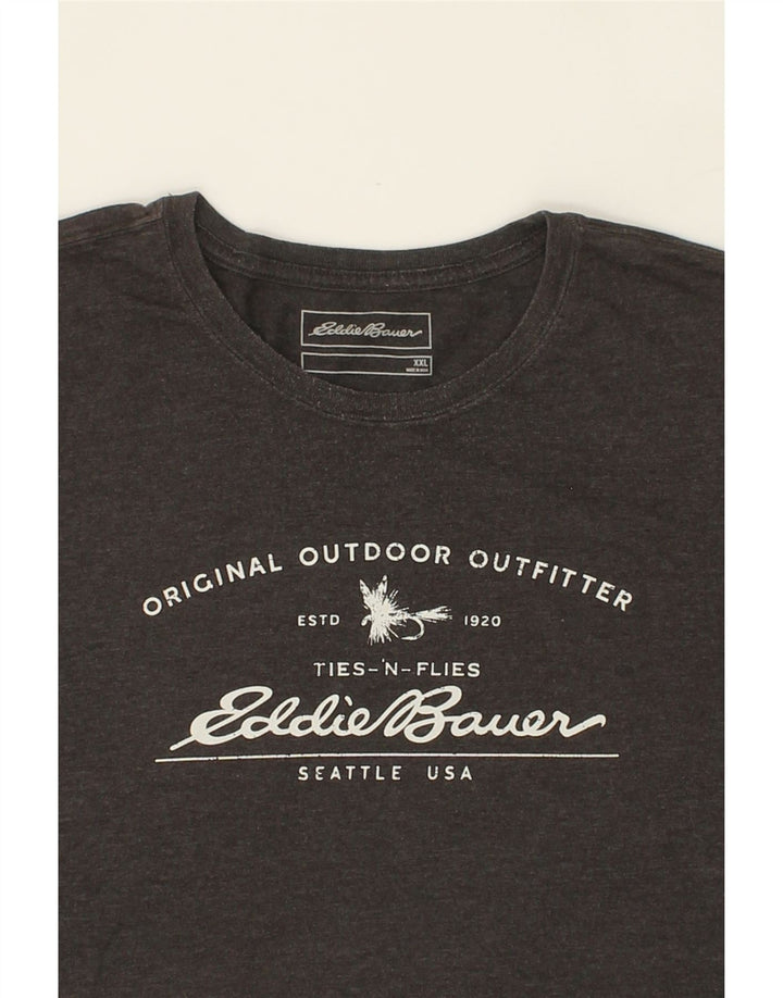 EDDIE BAUER Herre Grafisk T-Shirt Top 2XL Grå