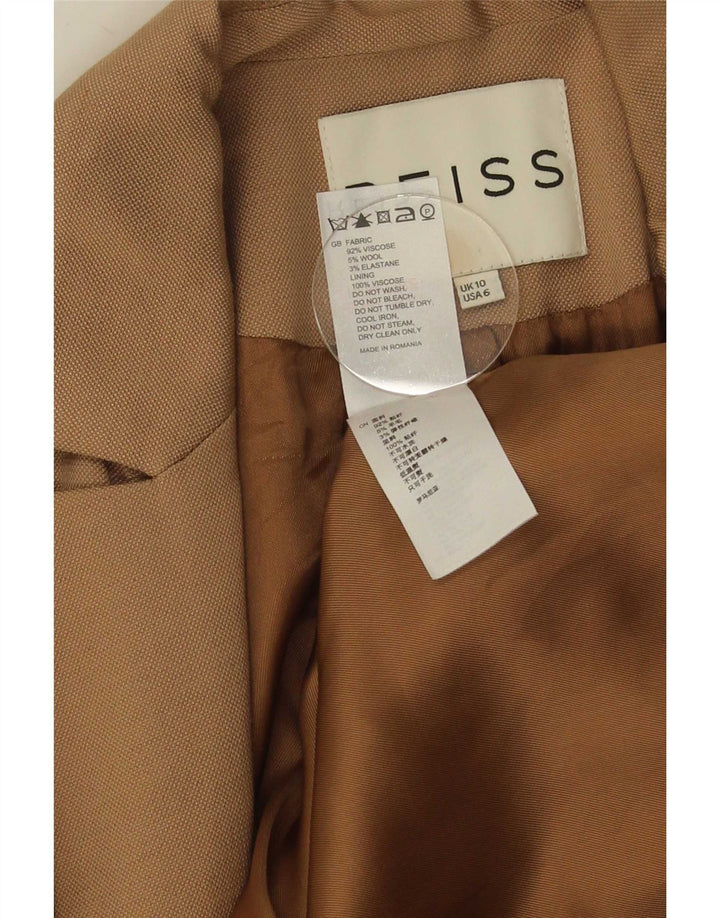 Reiss Dame 1 Knap Blazer Jacket UK 10 Small Beige Viscose