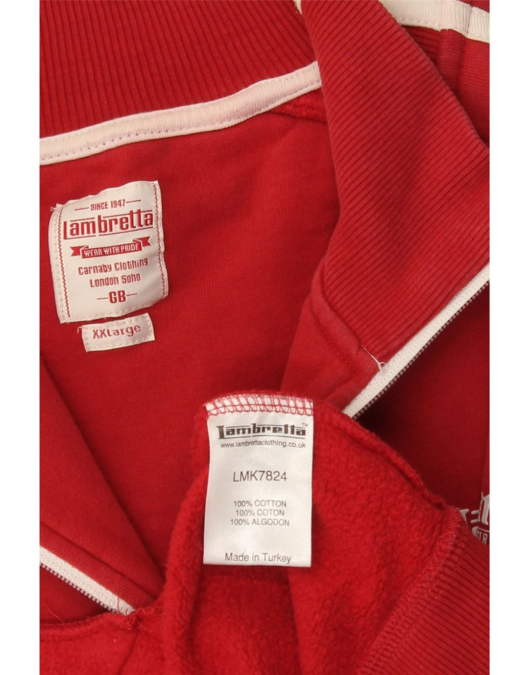 LAMBRETTA Mens Tracksuit Top Jacket 2XL Red Cotton
