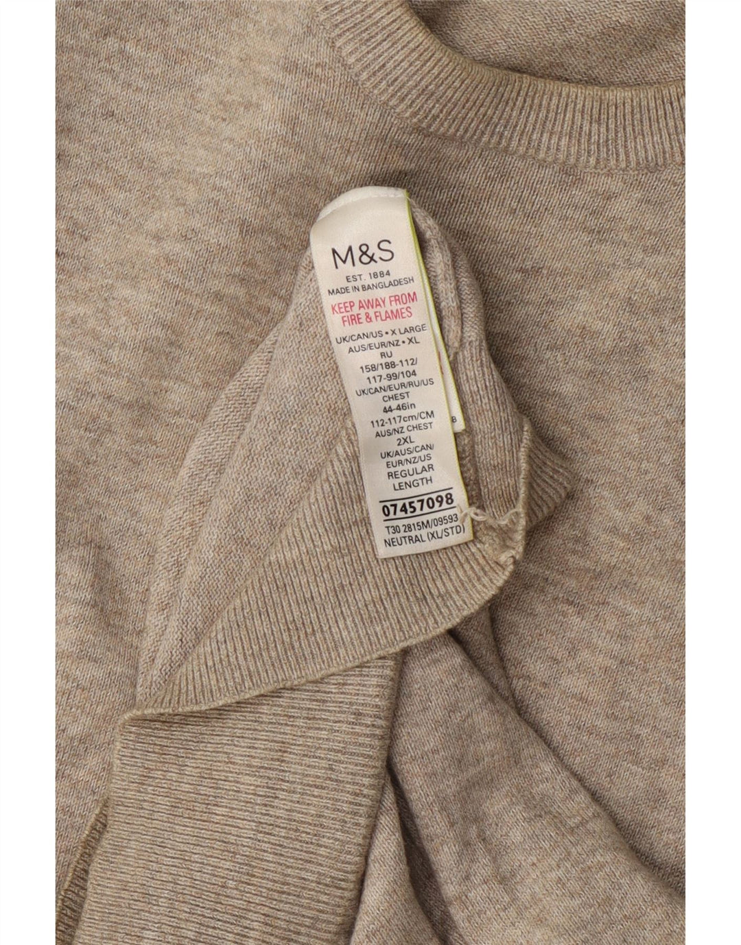 Marks & Spencer Herre Boat Neck Jumper Sweater XL Grå Flecked Bomuld