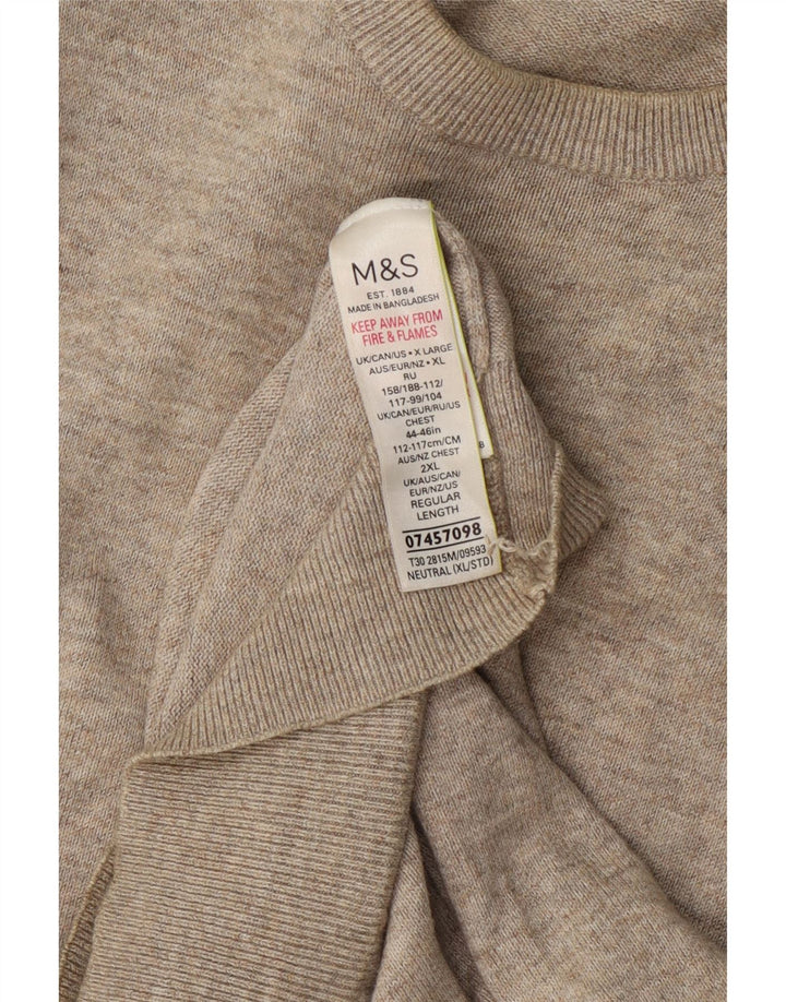 Marks & Spencer Herre Boat Neck Jumper Sweater XL Grå Flecked Bomuld