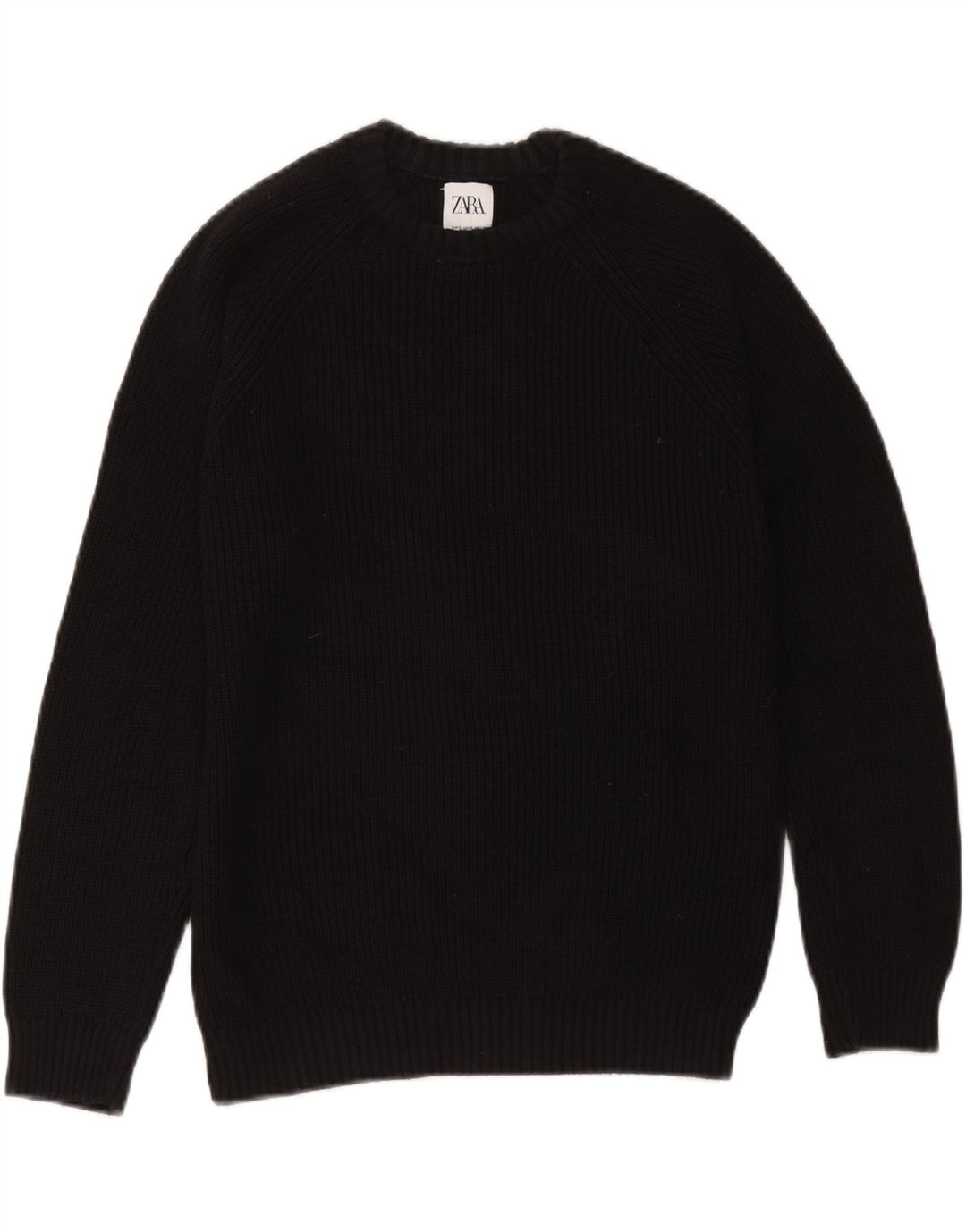 Zara Dame Oversized Crew Neck Jumper Sweater UK 10 Small Black