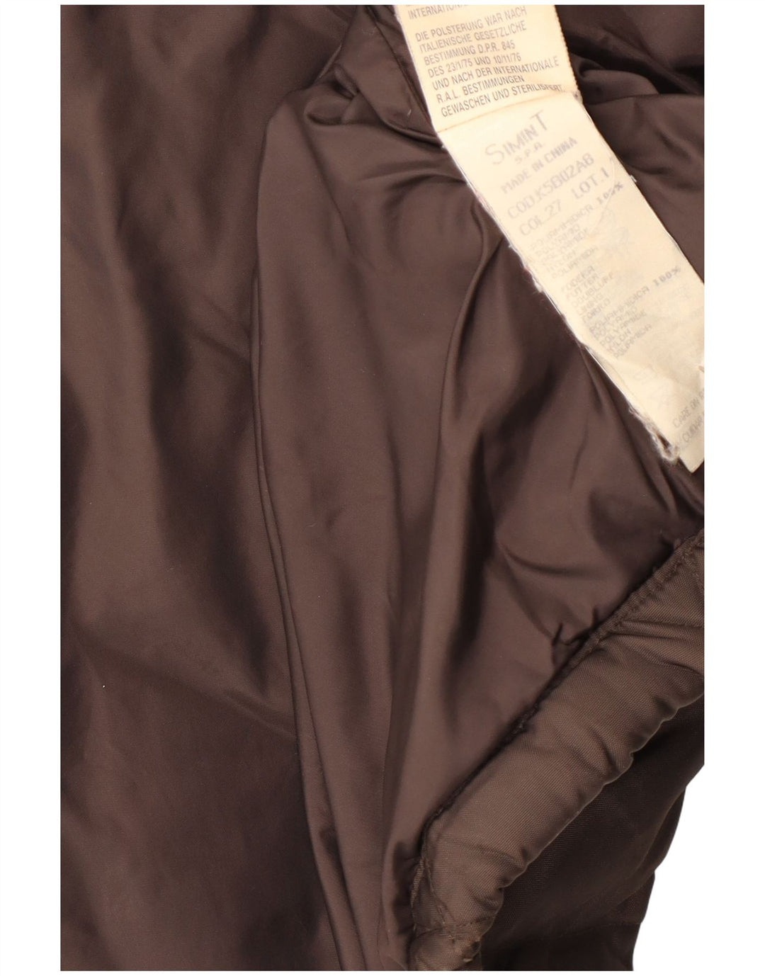 Armani Jeans Dame vatteret jakke UK 14 Stor brun polyamid