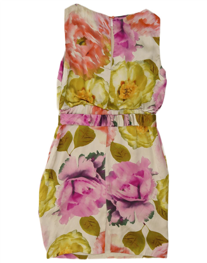 Coast Womens Ærmeløs Skede Kjole UK 12 Medium Multicolored Floral Silke