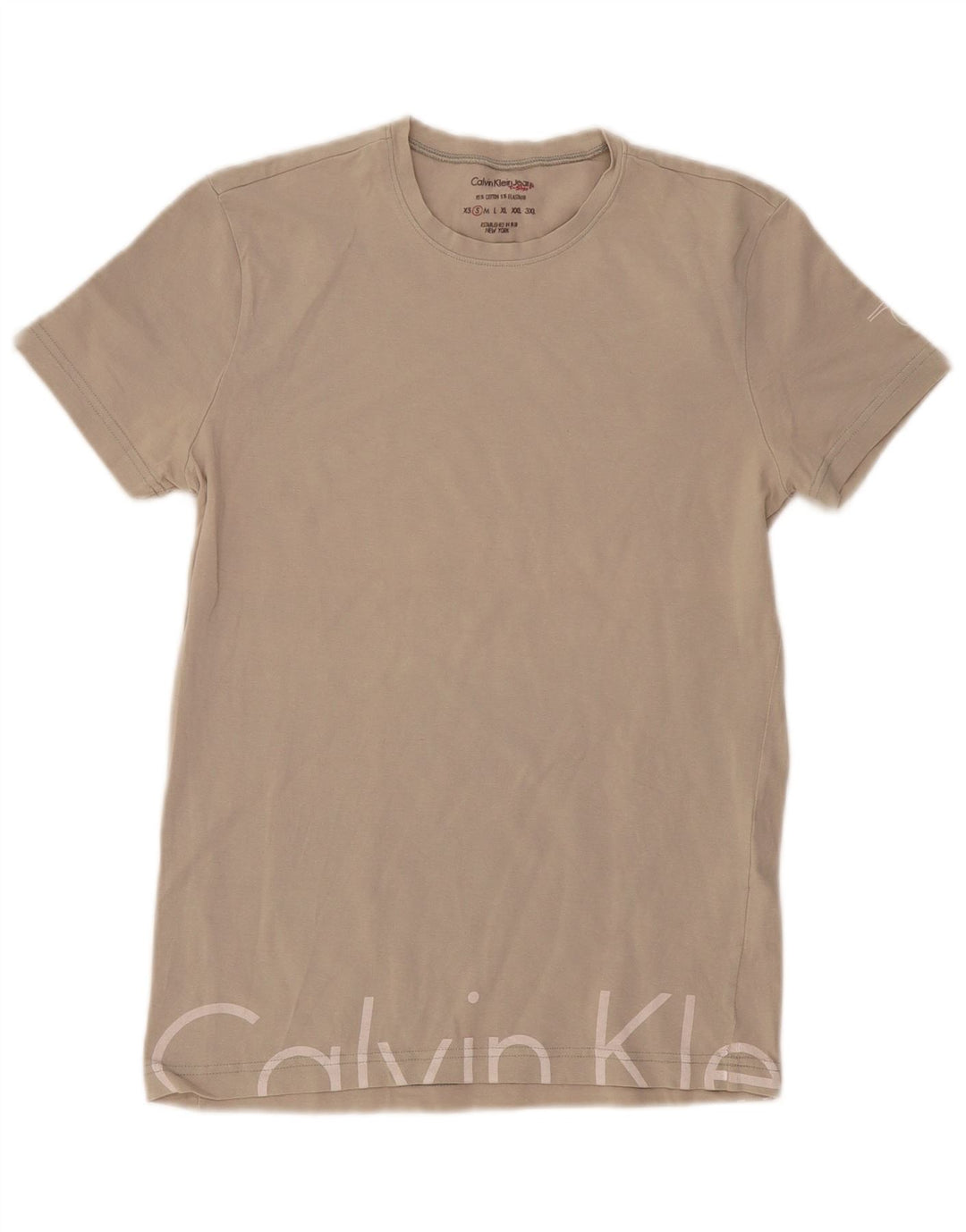Calvin Klein Herre grafisk T-shirt Top Small Off White Bomuld