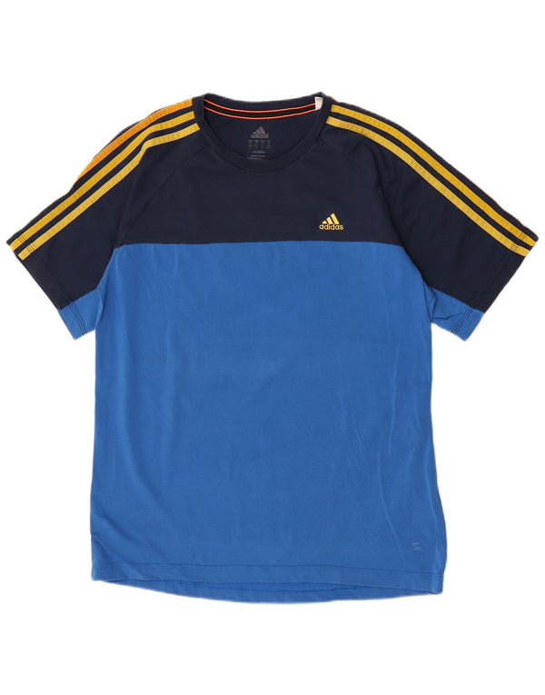 Adidas Kortærmet Regular T-Shirt Top Medium Blue Colourblock Bomuld