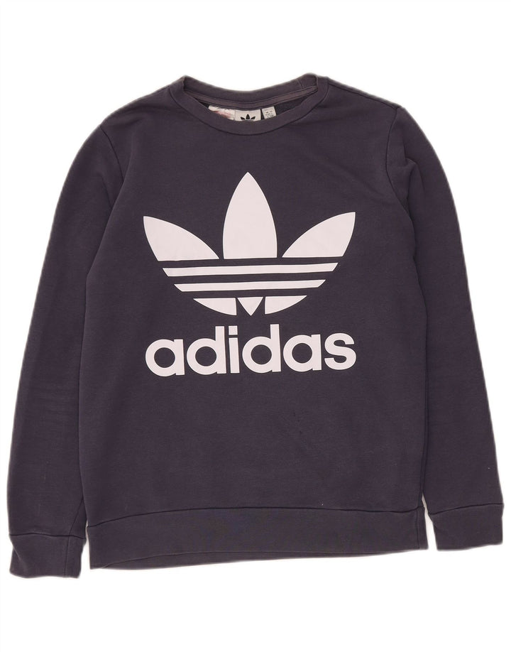 ADIDAS grafisk sweatshirt til drenge 13-14 år marineblå bomuld