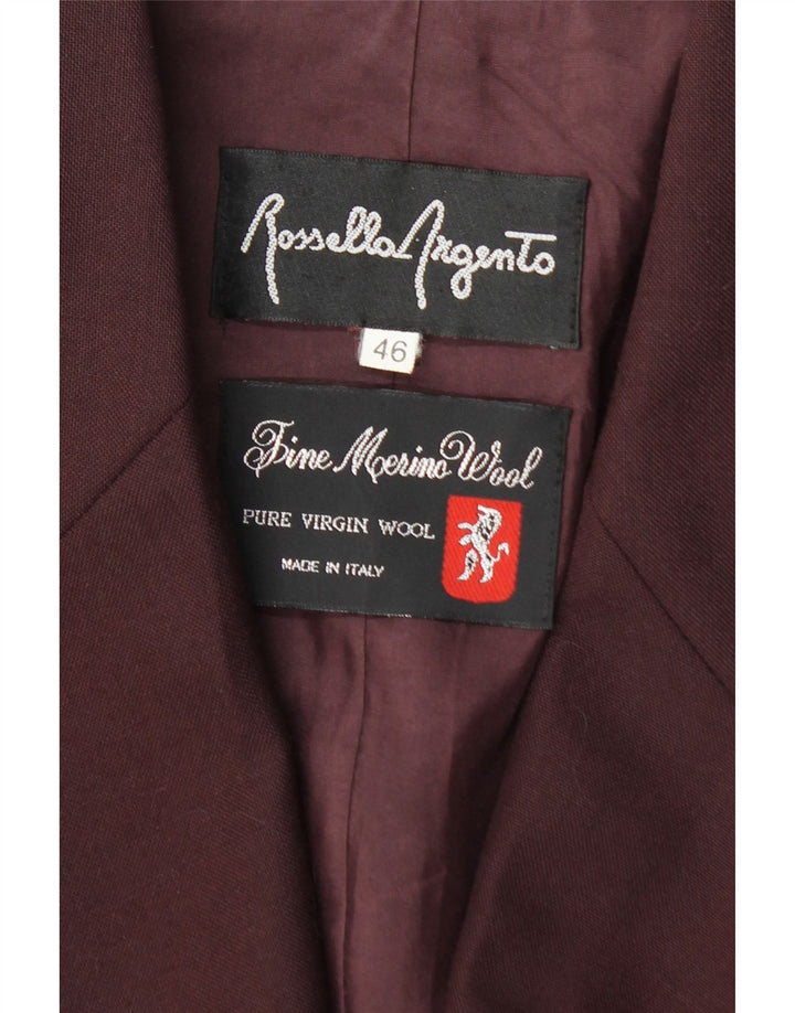 ROSSELLA ARGENTO Dame Dobbeltradet Blazer Jacket IT 46 Large Burgundy