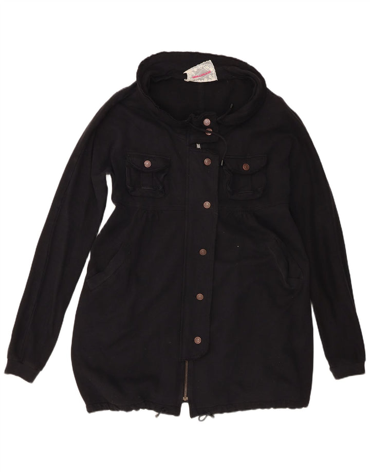 Fornarina Dame Windbreaker Coat UK 16 Large Black Bomuld