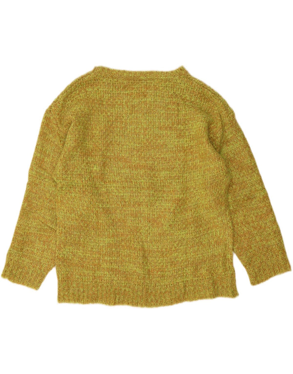 Benetton Dame Boat Neck Jumper Sweater UK 16 Large Green Flecked Acryl