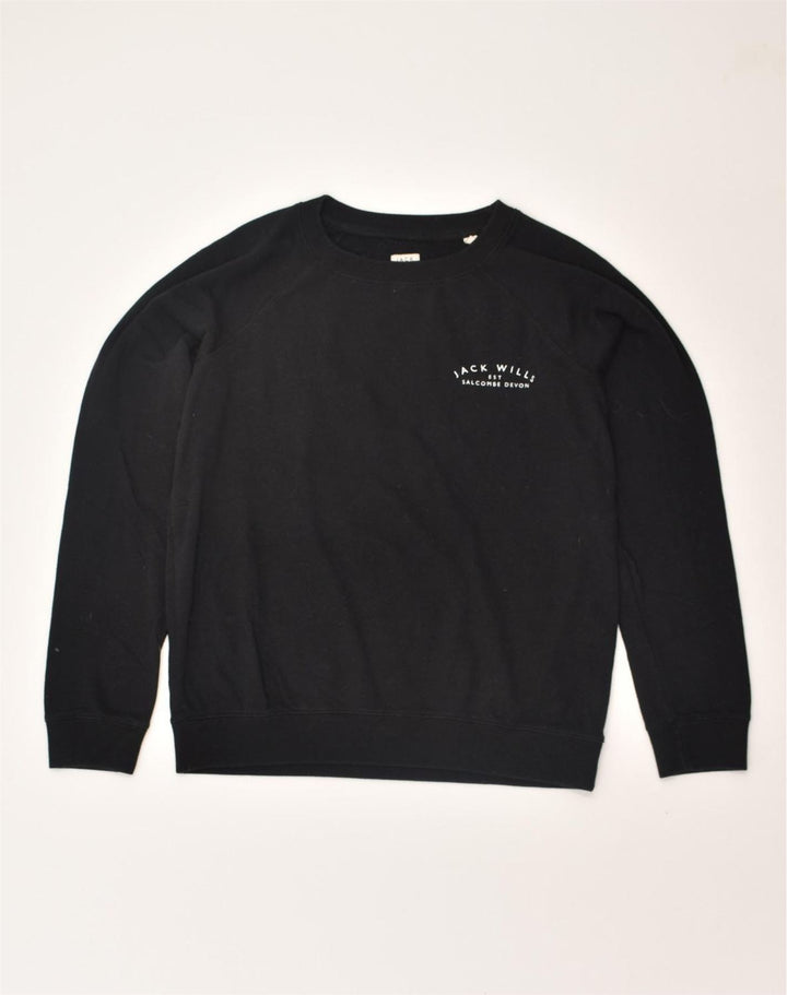 JACK WILLS Womens Sweatshirt Jumper UK 12 Medium Black Cotton | Vintage Jack Wills | Thrift | Second-Hand Jack Wills | Used Clothing | Messina Hembry 