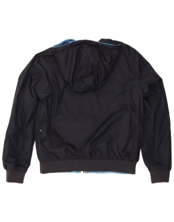 K-Way Dame Hætte Vendbar Jakke UK 10 Small Navy Blue Bomuld