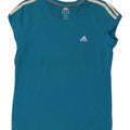 ADIDAS Womens T-Shirt Top UK 12 Medium Blue Cotton