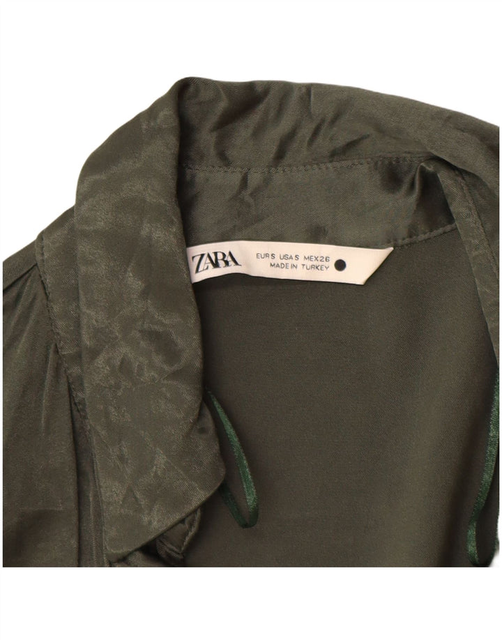 Zara skjortebluse til kvinder UK 10 Lille grøn viskose